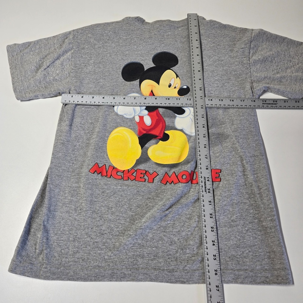 Disney Shirt Mens Medium Mickey Mouse Gray Double‎ Sided Short Sleeve Retro - Picture 9 of 9